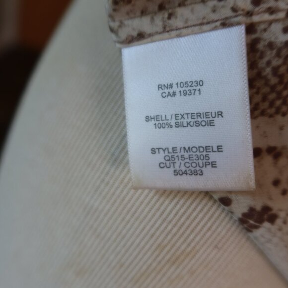 $225 Equipment snakeskin print 100% silk short sleeve shirt top XS beige/brown - Picture 15 of 15